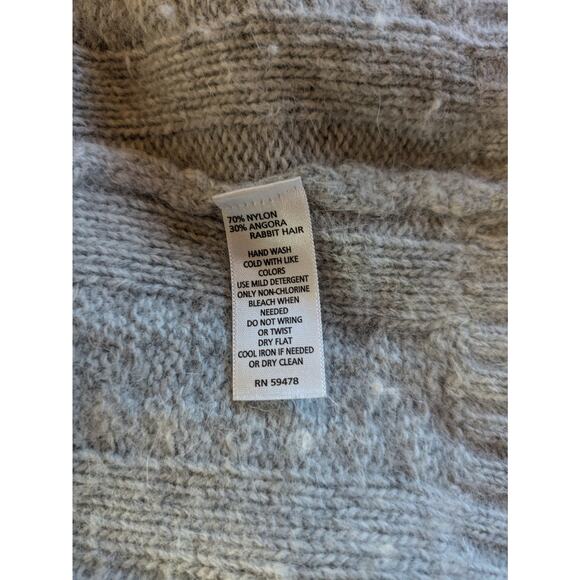 Kenar Womens Medium Cardigan Cable Knit Sweater Angora Rabbit Hair Light Gray - Picture 12 of 12